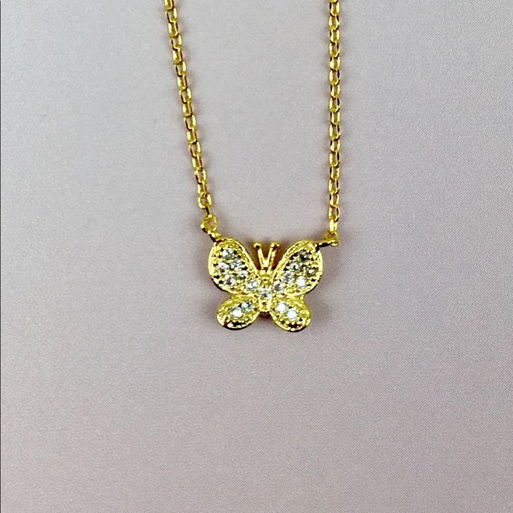 Tiny Pave Butterfly Necklace